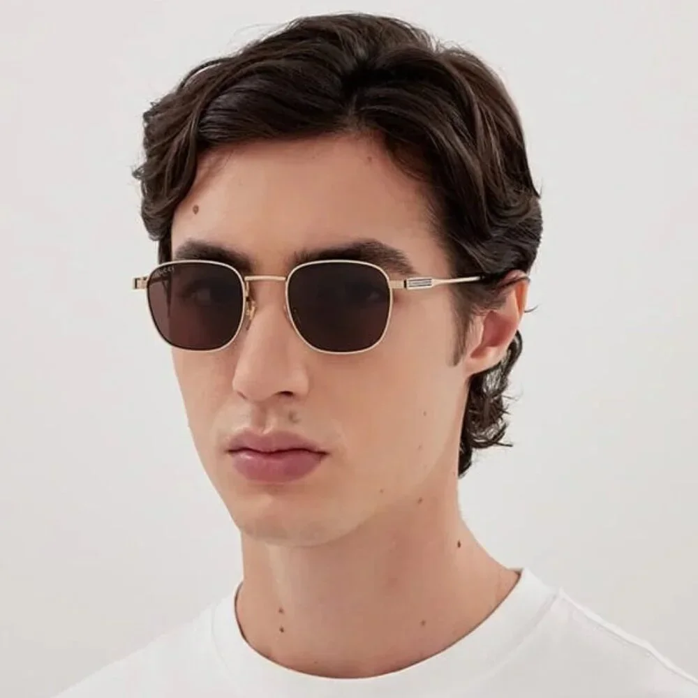 Gucci Men Sunglasses Gold Brown Square GG1876S 002 NEW AUTHENTIC
